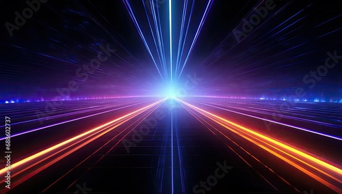 3D technology abstract neon background, empty space scene, virtual reality, cyber future sci-fi background, spotlight, colorful geometry