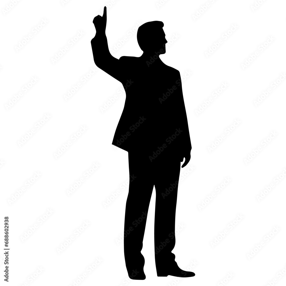 A business man direction with hand vector silhouette, business people direction silhouette