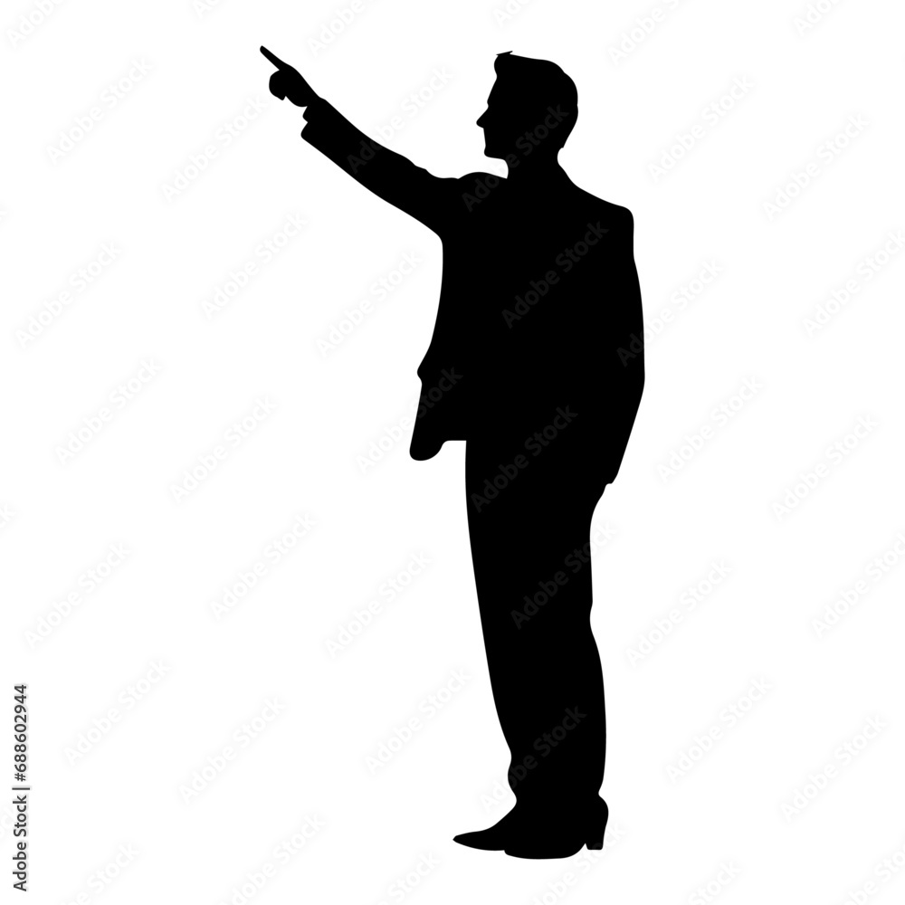A business man direction with hand vector silhouette, business people direction silhouette