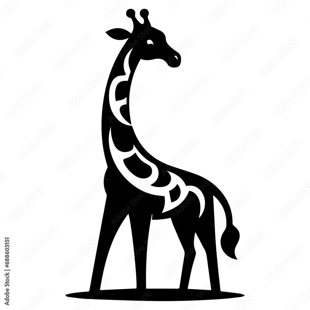 Fototapeta premium Giraffe vector logo illustration black color, Giraffe vector silhouette Isolated white background