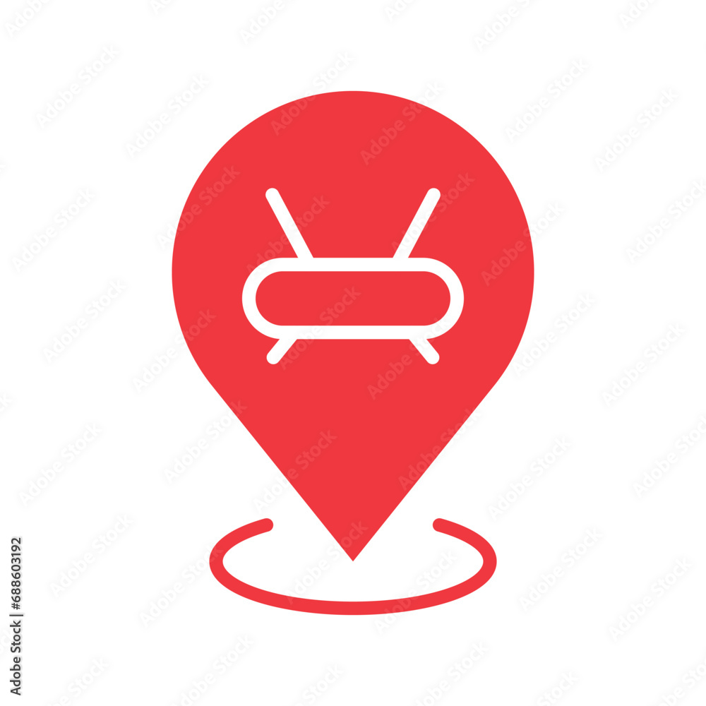 The red location pin icon associated with the router. network marker