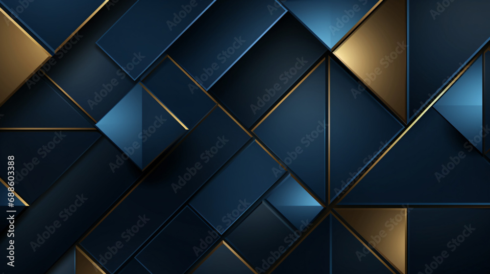 Abstract blue and gold luxury geometric with hi tech - obrazy, fototapety, plakaty 