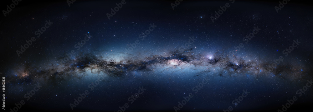 stars in the night sky,A stunning depiction of the Milky Way galaxy with twinkling stars and a vibrant blue center! Perfect for astronomy posters, space-themed designs, and educational materials. - obrazy, fototapety, plakaty 