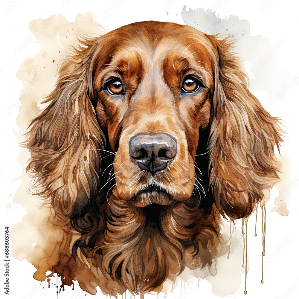 watercolor English Cocker Spaniel clipart, Generative Ai