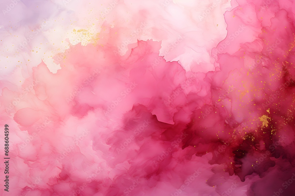 Fototapeta premium Watercolor Pink Sky Cloud Background