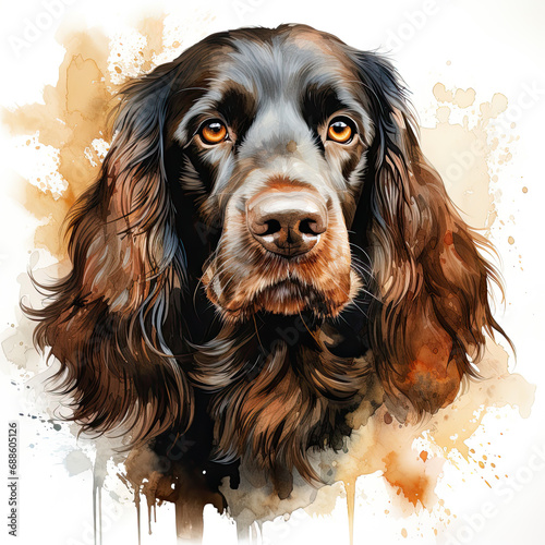 watercolor English Cocker Spaniel clipart, Generative Ai