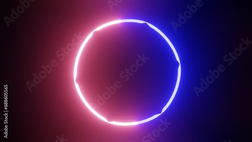 Abstract background with circle light sphere with Light Lines Moving Fast. Futuristic sphere neon with sphere Lights.Seamless loop. Moving glowing neon lights disco party	