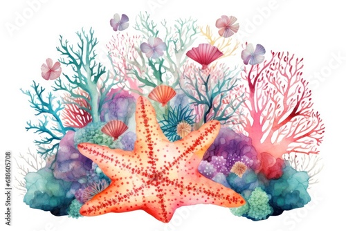 Under the sea colorful illustration, generative ai