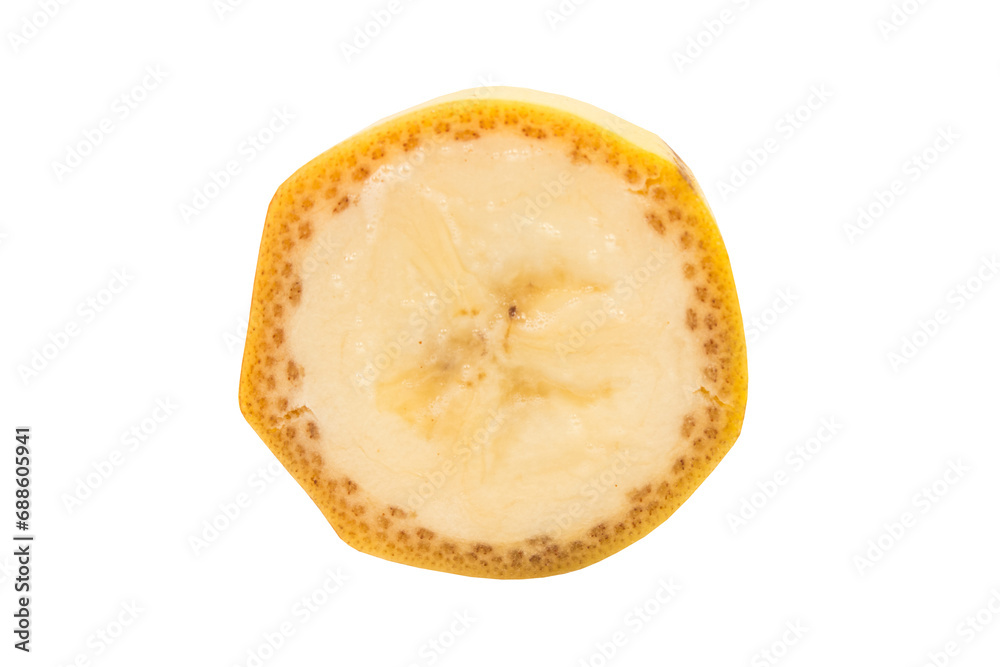 Sliced banana pieces. Isolated on white background. Sliced banana pieces. Isolated on white background.