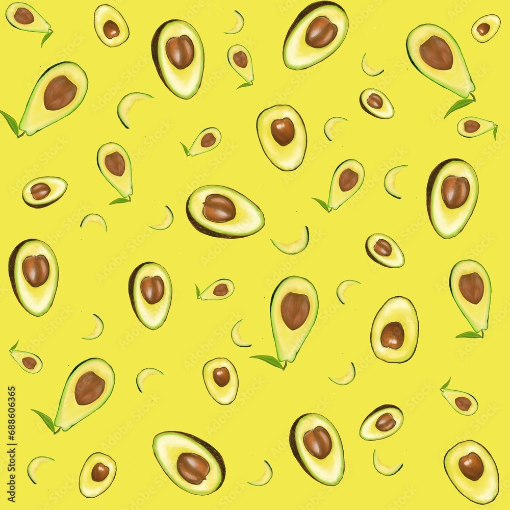 avocado pattern on yellow background