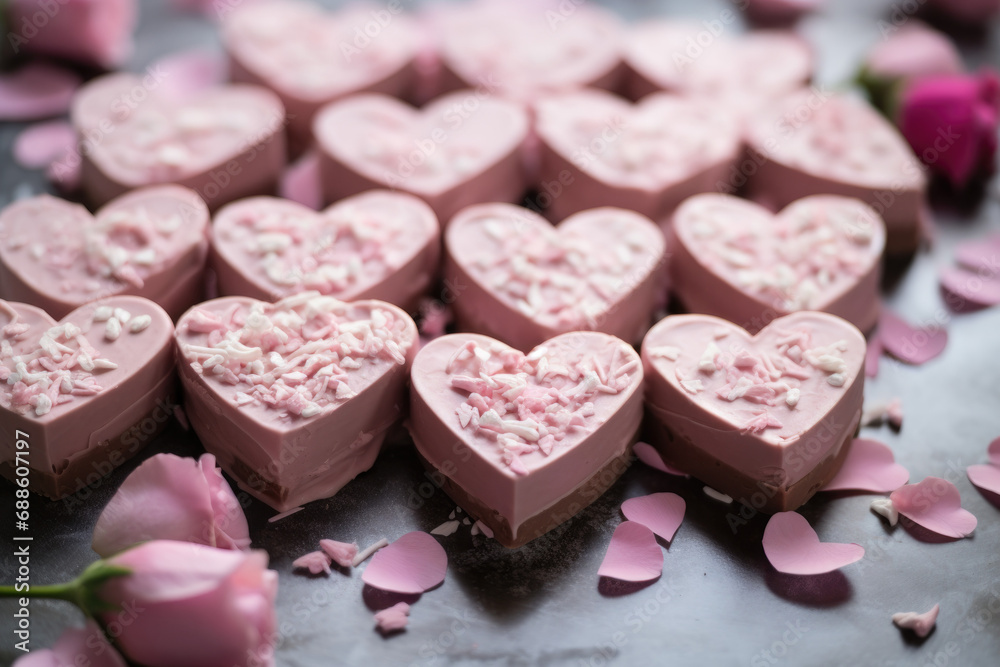 Heart-Shaped Cookies, top view, Valentine's Day Concept Heart-Shaped Cookies, top view, Valentine's Day Concept