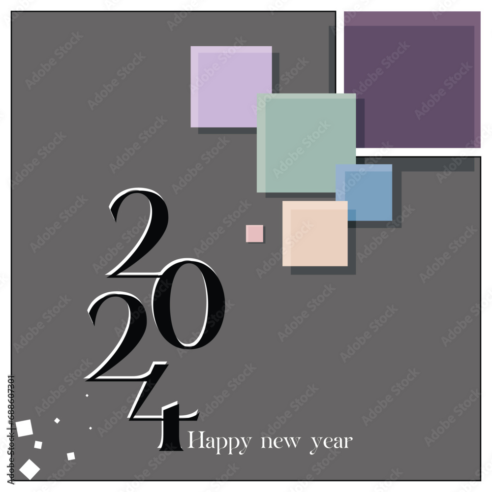 Vector illustration New Year 2024 misc tiles pattern Template