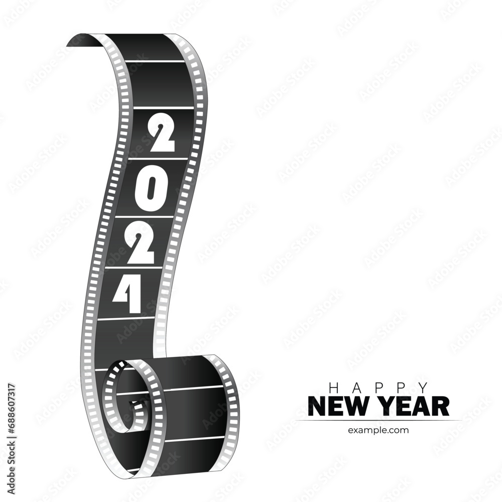 Vector illustration New Year 2024 in retro film style Template