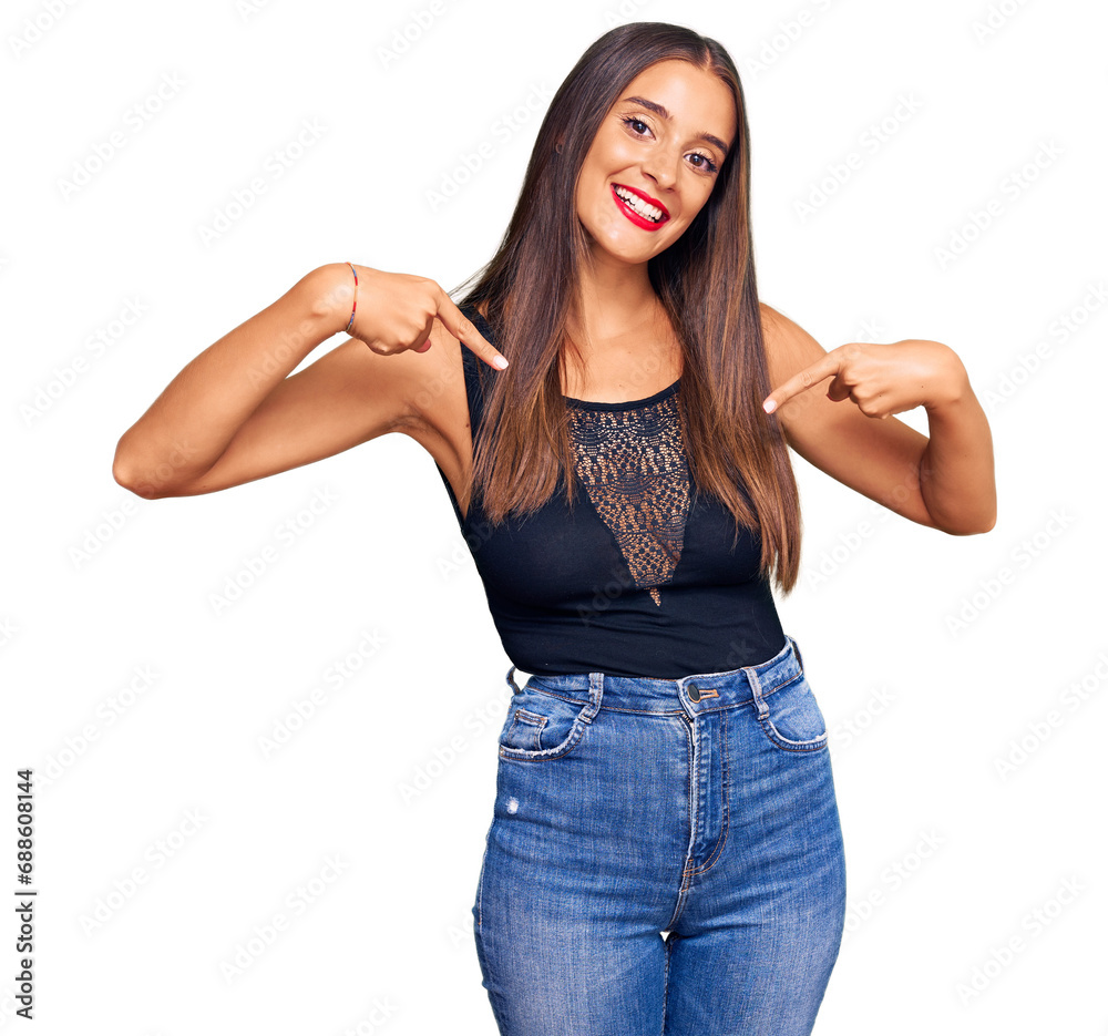 Young hispanic woman wearing casual clothes looking confident with smile on face, pointing oneself with fingers proud and happy. Young hispanic woman wearing casual clothes looking confident with smile on face, pointing oneself with fingers proud and happy.