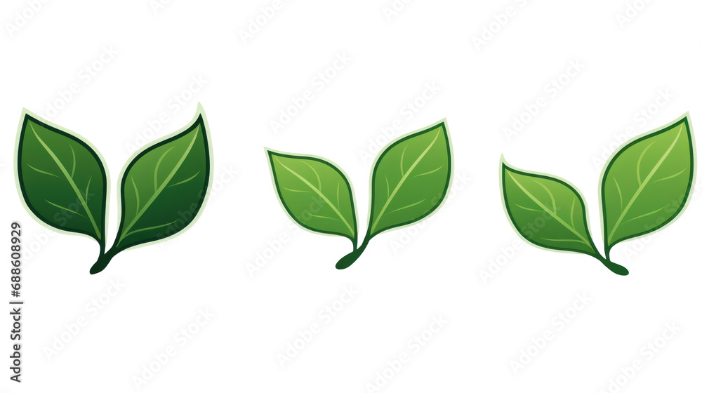 Set of leaves green leaf nature art illustration, white background, png