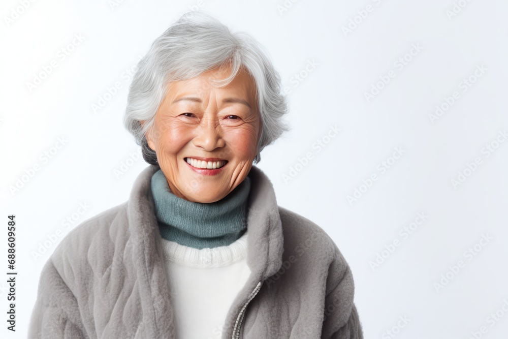Happy Old Korean Woman On White Background Happy Old Korean Woman On White Background