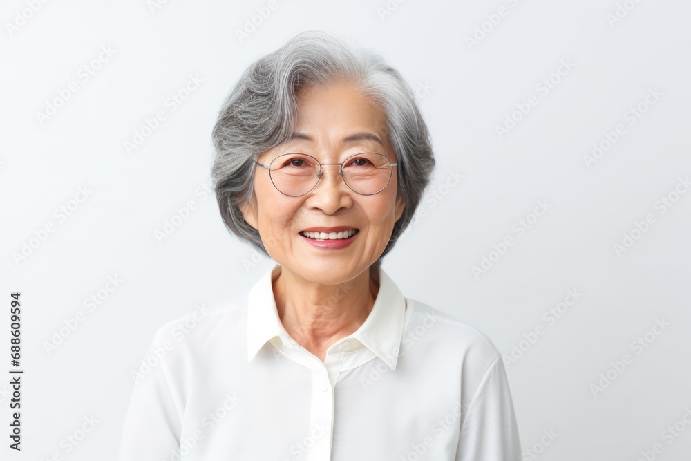 Happy Old Korean Woman On White Background Happy Old Korean Woman On White Background