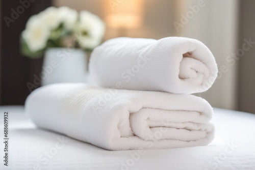 Aicreated Image Of Fresh Towels Set On Hotel Bed