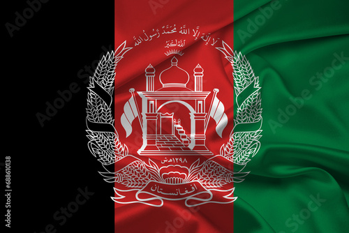 Flag of Afghanistan. National symbol perfect for design, The Afghanistan fabric flag. Afghanistan flag.