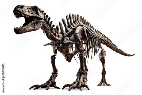 Dinosaur Skeleton Isolated On White Background For Clarity