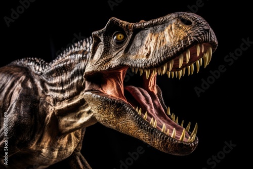 Ferocious Tyrannosaurus Rex With Jaws Wide Open  Showcasing Its Might