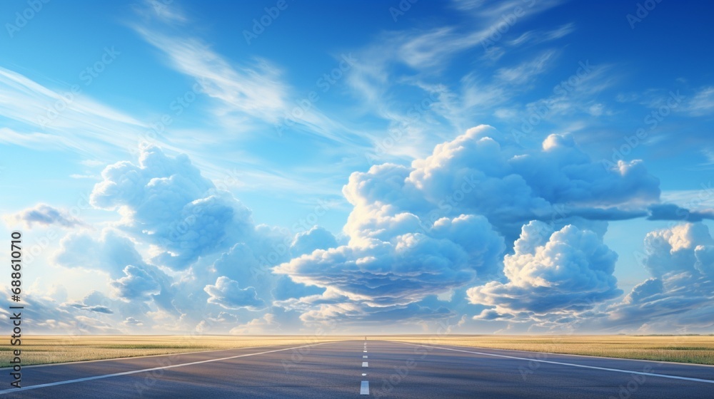 Road surface and cloudy sky landscape.