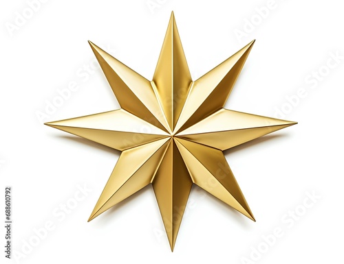 A golden eight-pointed star highlighted on a gray background.