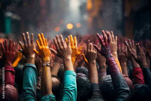 Crowd of people at a protest, human rights demonstration, racism and dicrimination, social issue, political activist 