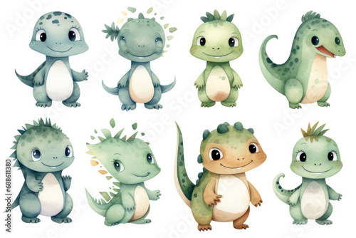 Watercolor Clipart Of Dinosaurs For Neutral Baby Boys Nursery