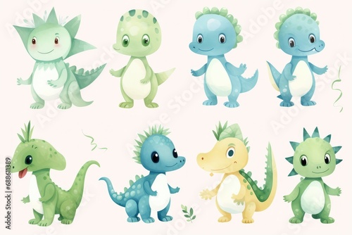 Watercolor Dinosaur Clipart For Neutral Baby Decor.   oncept Neutral Nursery Decor  Watercolor Dinosaur Art  Baby s Room  Gender-Neutral Design  Cute Dinosaur Clipart