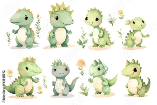 Watercolor Dinosaur Clipart For Neutral Baby Decor