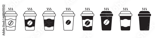 Paper coffee cup icon. Hot coffee cup vector icon  isolated on white background.