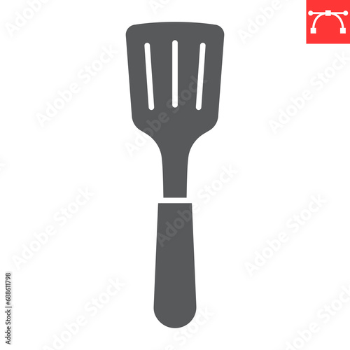 Slotted turner glyph icon, kitchen and kitchenware, slotted spatula vector icon, vector graphics, editable stroke solid sign, eps 10