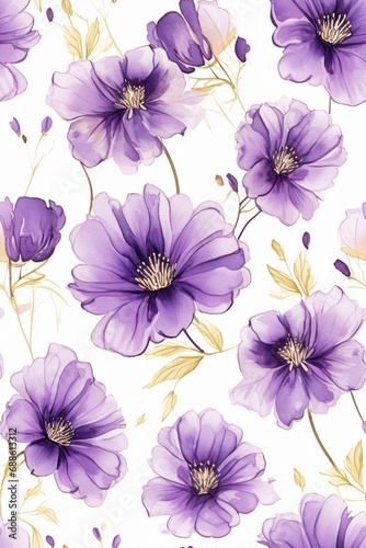 Watercolor purple flower frame