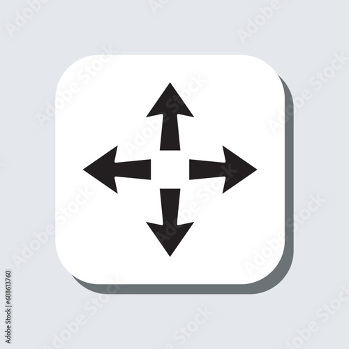 Outward arrow icon vector. Four Arrows sign symbol in trendy flat style. Arrow pointing outward vector icon illustration in square isolated on gray background
