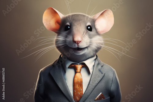 rat in a suit. Rat race concept background photo