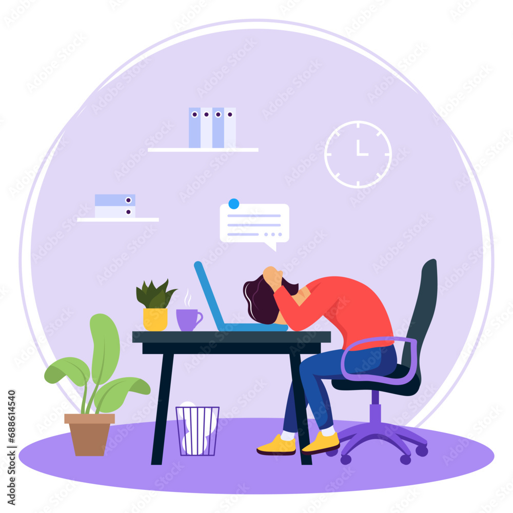 feeling uninspired and exhausted at work concept, Workplace Stagnation vector icon design, corporate wellbeing symbol, Sedentary lifestyle sign, self serving behaviors stock illustration