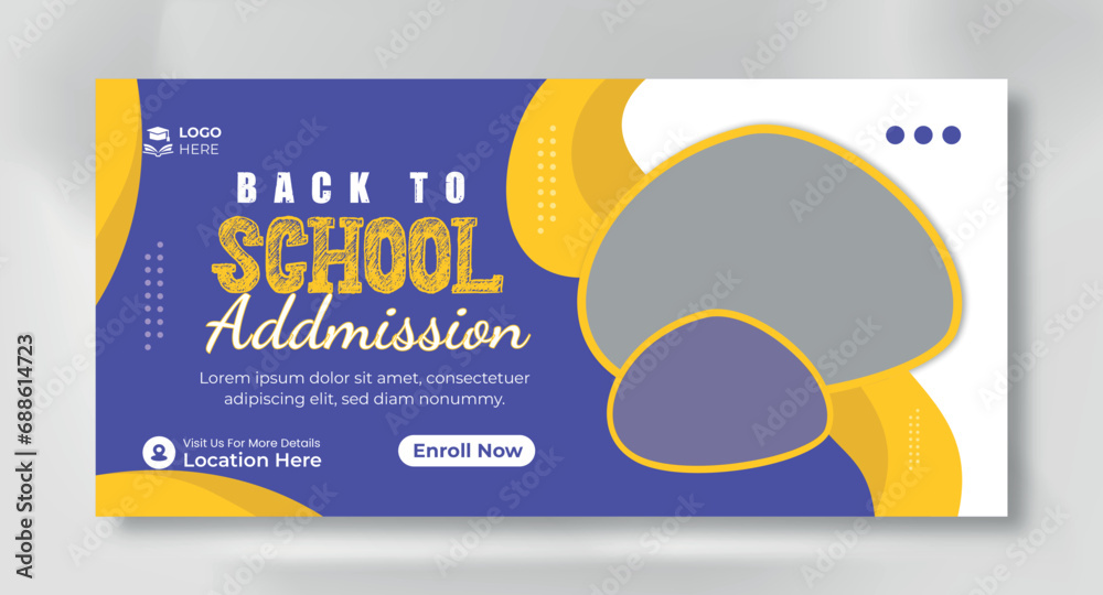 School admission banner template for junior and senior high school.Admission Open Flyer Design, Tuition vector landing page template, school web - obrazy, fototapety, plakaty 