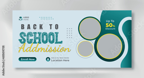 School admission banner template for junior and senior high school.Admission Open Flyer Design, Tuition vector landing page template, school web