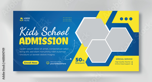 Back to school and get admission web banner cover design templates