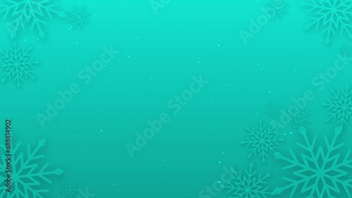 Simple background animation of snowflakes(emerald green