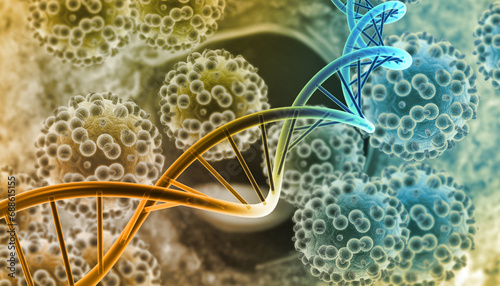 Dna structure. Medical Research. Molecular Analysis on scientific background. 3d illustration photo