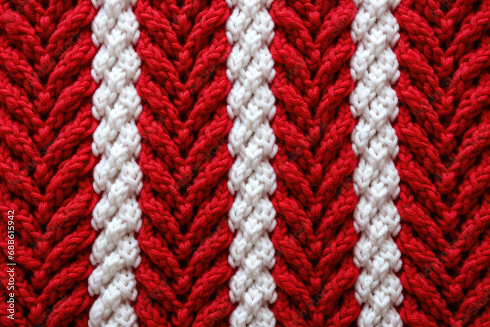 Fototapeta premium close up of red and white knitted texture
