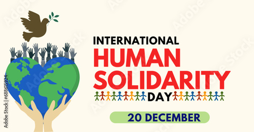 International human solidarity day, 20 december, typography and icon art photo