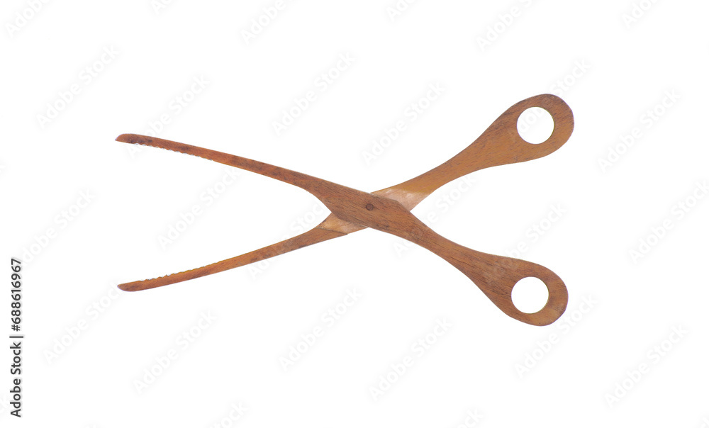 wooden kitchen tongs isolated on white background wooden kitchen tongs isolated on white background