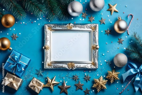 christmas frame with christmas decorations