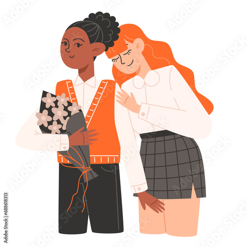 A young couple in love are hugging on Valentine's Day