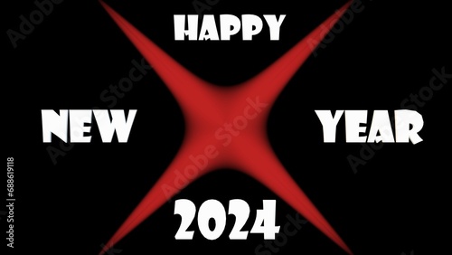 x sign with celebrating happ new year 2024 on creative abstract background with 3D rendering illustration for anniversary concepts