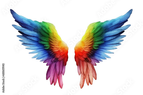 Rainbow angel wings isolated