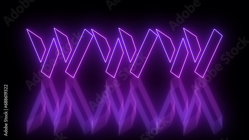 Neon-colored WWW word text illustration with a glowing neon-colored moving outline on a dark background in high resolution. Technology video material illustration. Easy to use.